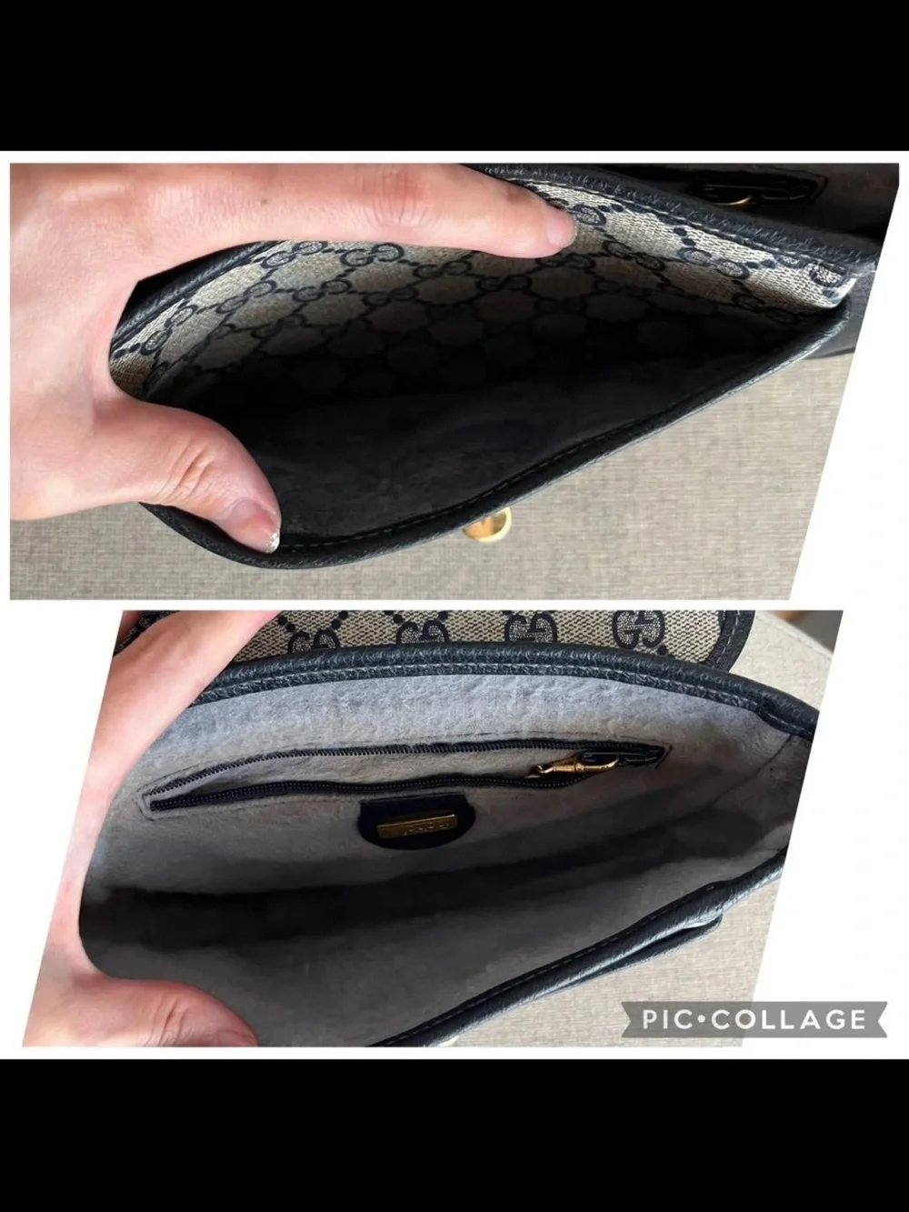 Gucci GG Monogram Crossbody Bag - Navy/White with Gold Hardware